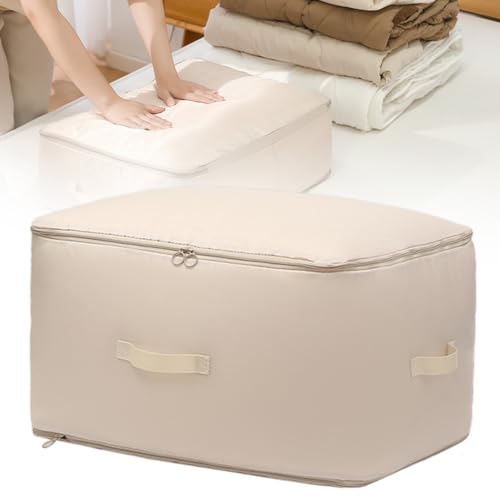 Ultra Space Saving Self Compression Organizer, 2025 New Space Saver Quilt Compression Storage Bag, Portable Compression Packing Bags Comforter Storage Bag (Beige, X-Large - 54 * 42 * 50cm)