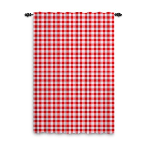 ggaimwf Rideaux à Carreaux Rouge et Blanc Rideaux Gingham Maison de Ferme Rideaux Vichy Habillages de fenêtre Chambre à Coucher d'enfant Intérieur Porte...