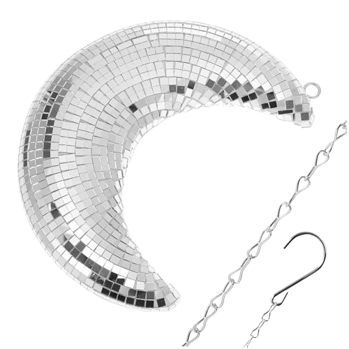 Toddmomy Moon Disco Ball Wall Hanging Decor Elegant Pendant for Indoor Outdoor Spaces Versatile Moon Shaped Design for Weddings Parties and Home Decoration