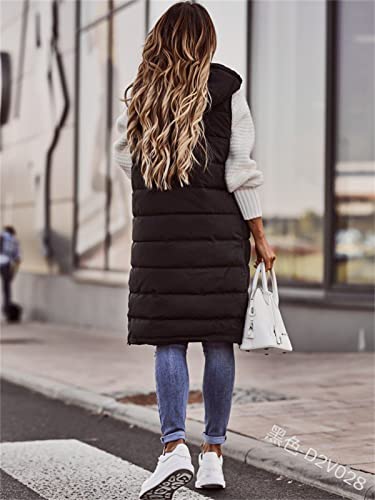Womens Long Vest Puffer Sleveless Hoodies Quilted Vest Oversized Outdoor Puffer Down Coat Thickened Winter Warm Jacket3