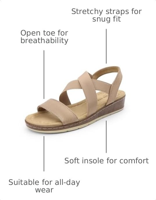 Image of DREAM PAIRS Women's Ankle Strap Low Wedge Sandals