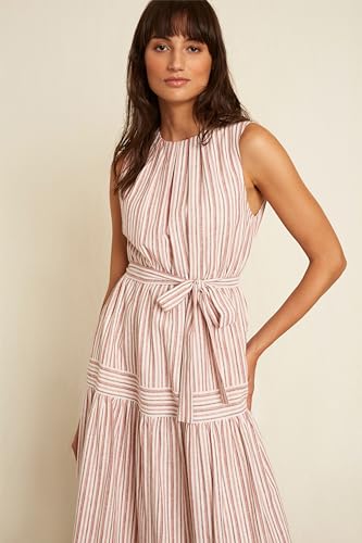 Image of Women's Sleeveless Crew Neck A-line Maxi Dress with Waist Tie | Summer Casual Dresses for Women
