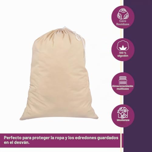 Miniatura 3 de Sweet Needle Bolsa De La Compra Para Almacenamiento De Ropa Sucia Extra Grande Y Resistente, 71x91 Cm-75 L - 100 Algodón, Muy Duradera, Cordón Con Cierre De Cordón, Lavable A Máquina Paquete De 1