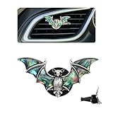 ORIESSE Bat Air Vent Clip Car Air Freshener Outlet Clips Natural Abalone Shell Seashell Color Vampire Bat Car Accessories Gothic Car Decor Refillable Car Diffuser Clips (Small Bat)