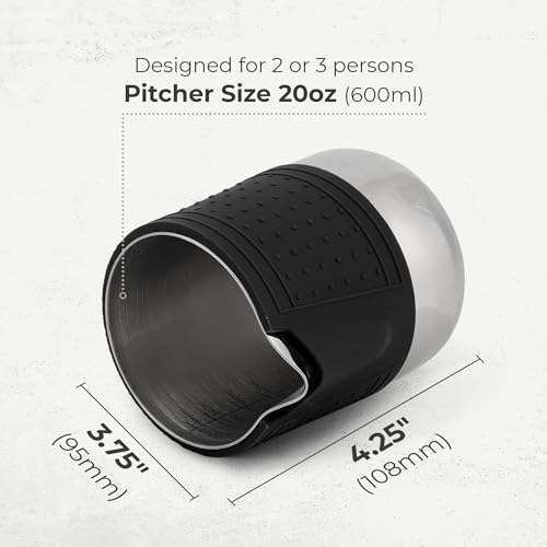 Kaffe Milk Frothing Pitcher (20oz / 600ml) - Stainless Steel, Anti-Burn Silicone Sleeve, Dripless Spout - Metal Milk Pitcher for Frothing & Steaming - Milk Frother Cup for Latte Art & Espresso Machine