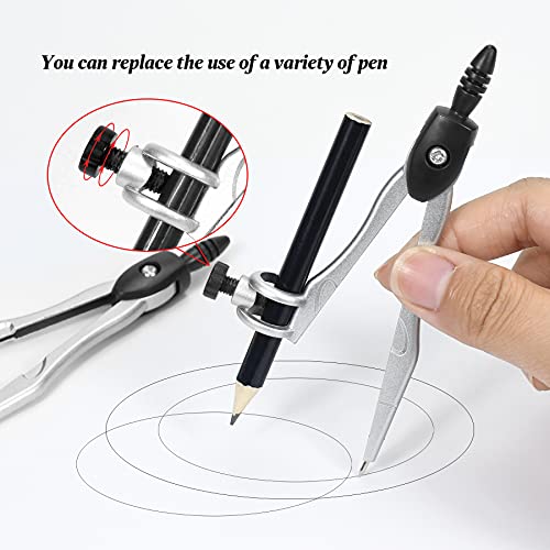 math geometry kit sets 10 piece student supplies with shatterproof storage boxincludes rulersprotractorcompasseraserpencil sharpenerlead refillspencilfor drafting and drawingsblack