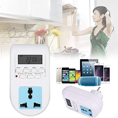 Image of MOOKA 230 Volt (24x7) Digital Programmable Timer Electronic Timer230V 24x7 Energy Saving Socket Type Digital Programmable Plastic Electronic Timer (White)