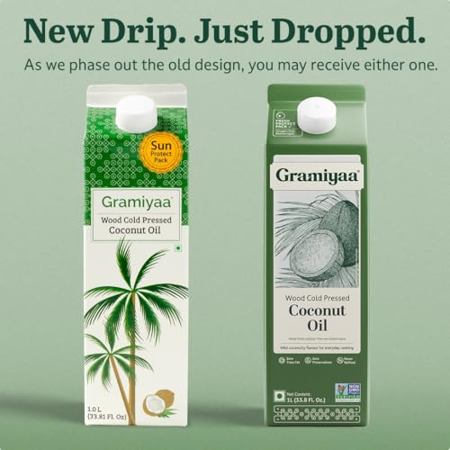 Image of Gramiyaa Cold Pressed Coconut Oil 3 Litre | Chemical-free, Zero Trans-fat Cooking Oil | Unrefined Oil | Fresh Protect Pack | Kachi Ghani Coconut Oil for Cooking