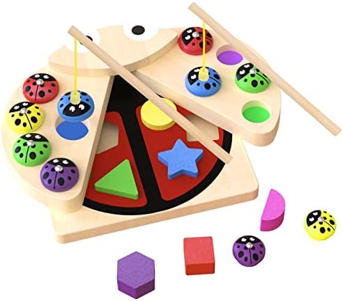 Uncle Nick Magnetic Fishing Game for Toddlers Wooden Shape Sorter Toys Montessori Toys for 3 Year Old Girls and Boy Birthday Gift, Fine Motor Skill Developmental Toy for Preschool Toddlers