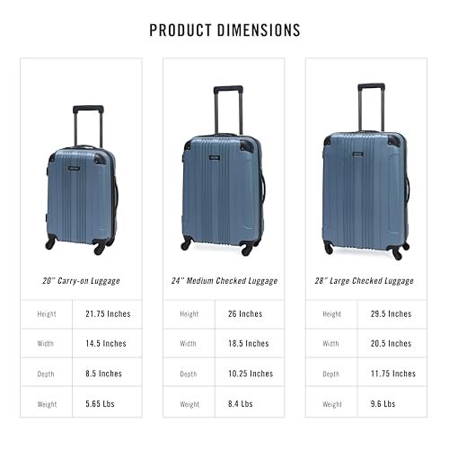 Image of Kenneth Cole REACTION Out of Bounds Lightweight Hardshell 4-Wheel Spinner Luggage, Granite Blue, 24-Inch Checked