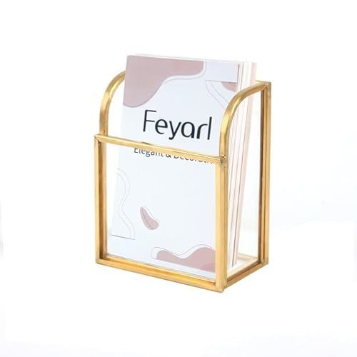 Feyarl 名刺スタンド 名刺立て カード立て ガラス 縦型 カードケース オフィス 名刺収納 真鍮 ゴールド 事務用品（Amazon）