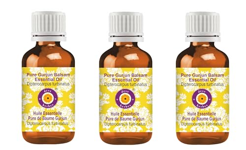 Huile essentielle de Baume Gurjun pure Deve Herbes 100ml lot de 3 distillé à la vapeur