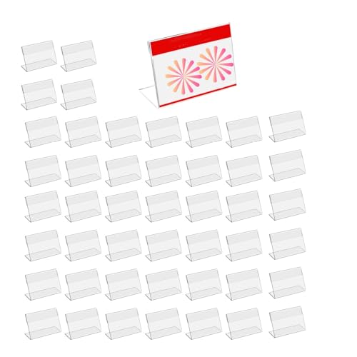 40 Unidades Soportes para Etiquetas Transparentes de Acrílico 6x4 cm | Portatarjetas de Visita y Portaetiquetas para Precios | Soportes para Expositores de Tienda Mini