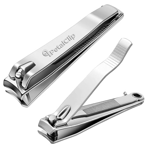 Petalclip Nail Cutter & Toenail Clipper Heavy Duty Stainless Steel For Men Women Sharp Precision Manicure Pedicure Thick Nails - Silver (1Pcs)
