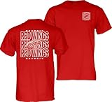 Detroit Red Wings NHL Officially Licensed T-Shirt Front/Back Curl Team Color, X-Large