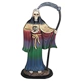 ICE ARMOR 24' H Rainbow Santa Muerte Holding Scythe Statue Our Lady of The Holy Death Figurine Religious Decoration