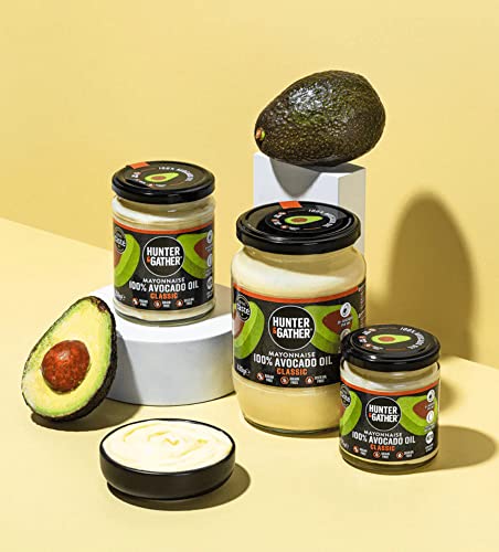 Hunter & Gather Avocado Oil Mayonnaise 250g | Seed Oil Free I Made with Pure Avocado Oil and British Free Range Egg Yolk | Paleo, Keto, Sugar and Gluten Free Avocado Mayo