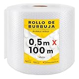 Rollo de Papel Burbuja (50cm x 100m) | Ideal para Protección de Mudanza y Transporte | Papel Burbujas Embalaje Mudanza | Rollos Plástico Varias Medidas
