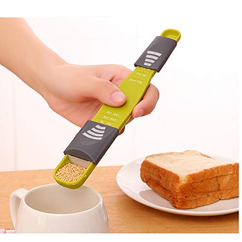 SweetHome 2 PCS Adjustable Measuring Spoon Double End Adjustable Scale Eight Stalls Measuring Spoon Measuring Dry and Semi-Liquid Ingredients Metering Spoon for Baking,Cooking,Sugar,Salt,Coffee,Powder