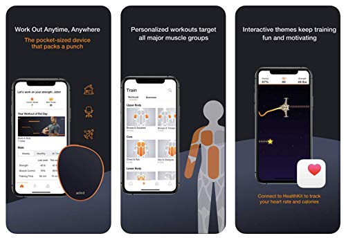 Activbody Activ5 Handheld Isometric Strength Training Device – for Arms, Legs, Upper and Lower Body Muscles – Portable and Lightweight - with Customized Workout Trainer App, Black & Orange