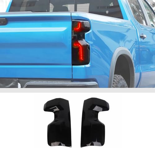 JWWY Tail Light Rear Light Garnish Cover Trim Fit for 2022–2026 Chevrolet Chevy Silverado, Rear Taillight Lens Overlay Exterior Accessories, Smoked Black