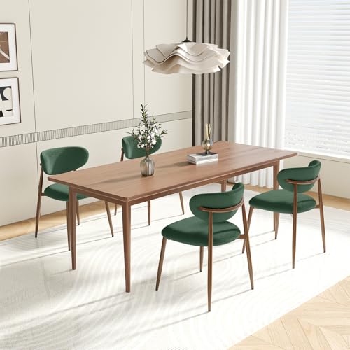 MALOL Dining Chairs Set of 4, Upholstered Dining Room Chairs with Metal Legs and Anti Slip Pads, Curved Back Kitchen Chair for Home and Restaurant Use, Green