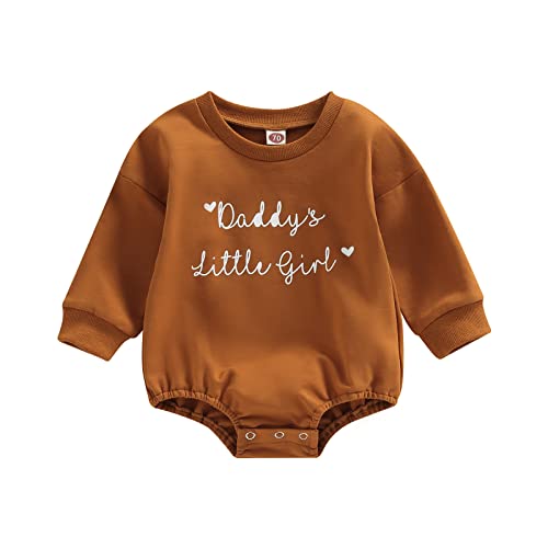 Image of Lamuusaa Baby Girl Boy Valentine's Day Outfit Daddy's Little Girl Crewneck Sweatshirt Long Sleeve Romper Spring Clothes