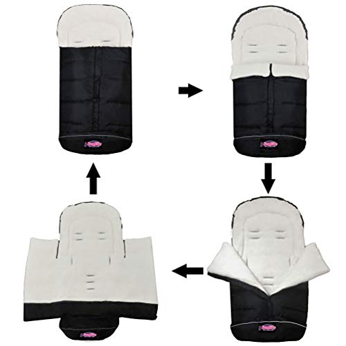 German Designed Universal Stroller Footmuff, 5 Way Zippers Style For Baby Easy In & Out Of Water Repellent Bunting Bag, Height/Temperature Adjustable Anti-Kick Toddler Stroller Sleeping Bag #TOP1