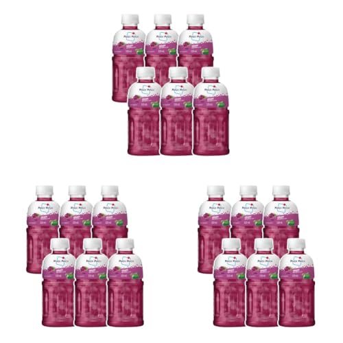Image of Mogu Mogu Grape Juice Drink with Nata de Coco Jelly 320ml (Pack of 18)| Refreshing Tropical Thai-Made Sip & Chew Beverage
