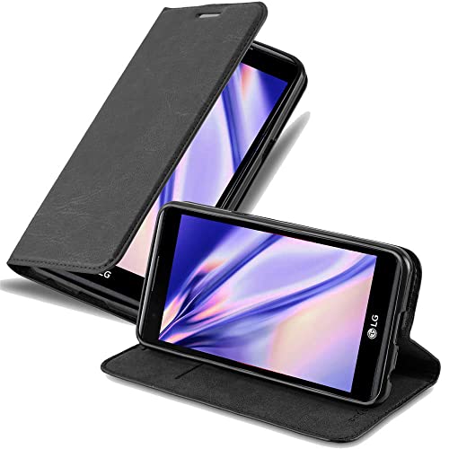 Cadorabo Funda Libro para LG X Power en Negro Antracita - Cubierta Proteccíon con Cierre Magnético, Tarjetero y Función de Suporte - Etui Case Cover Carcasa