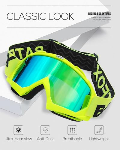 Image of BATFOX Dirt Bike ATV Goggles Motorcycle Gear Riding Motocross Dirtbike 4-Wheeler MX DH Accessories Goggles Glasses for Men Women Youth UV400 Protection Dust-proof Anti-Slip Strap