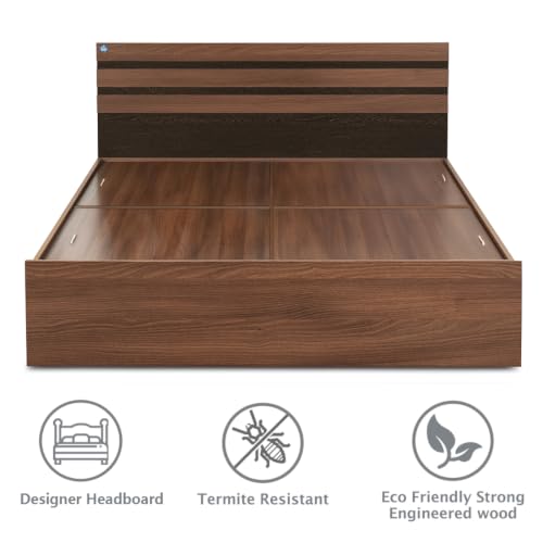 Image of DELITE KOM Cocoa Engineered Wood Queen Box Bed (Finish Color Acacia Dark Delivery Condition Knockdown)