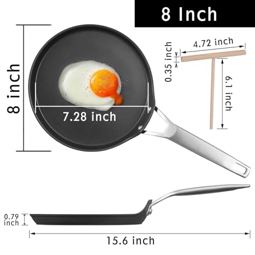 MsMk Crepe Pan with Spreader, 8 Inch Titanium and Ceramic Nonstick Flat Skillet Tortilla Egg Pan, Induction Compatible, PFOA Free, Oven Safe to 700°F - Image 5