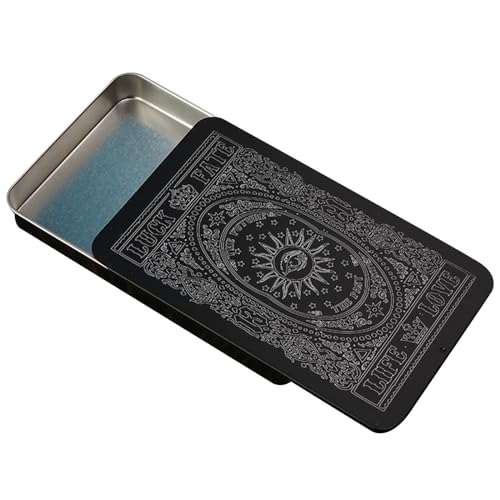 Domasvmd Caja rectangular de metal para cartas de tarot, caja de almacenamiento de joyas, juego de embalaje, tarjetas vacías, cajas de almacenamiento, juego de tarjetas de arte