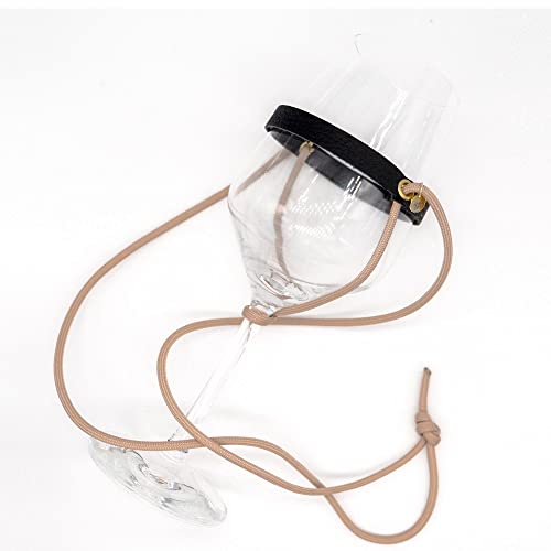 HängOver Wine Glass Holder, Hanging Wine Glass Holder, Hanging Glass Holder Around Neck, Beige, 25cm Diameter