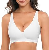 Jouica Sujetador para Mujer Sin Varillas Push Up - Bra Sin Alambres Ajustable con Escote en V, Bralette Sin Costuras...