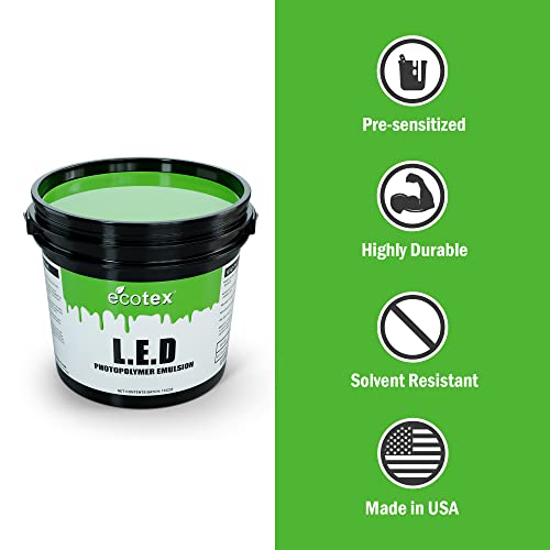 Ecotex® L E D Green Screen Printing Emulsion (Quart - 32 Oz.) Pre - Sensitized Photo Emulsion For Silk Screens, Textiles, And Fabric - For Screen Printing Plastisol Ink, Screen Printing Supplies #TOP2