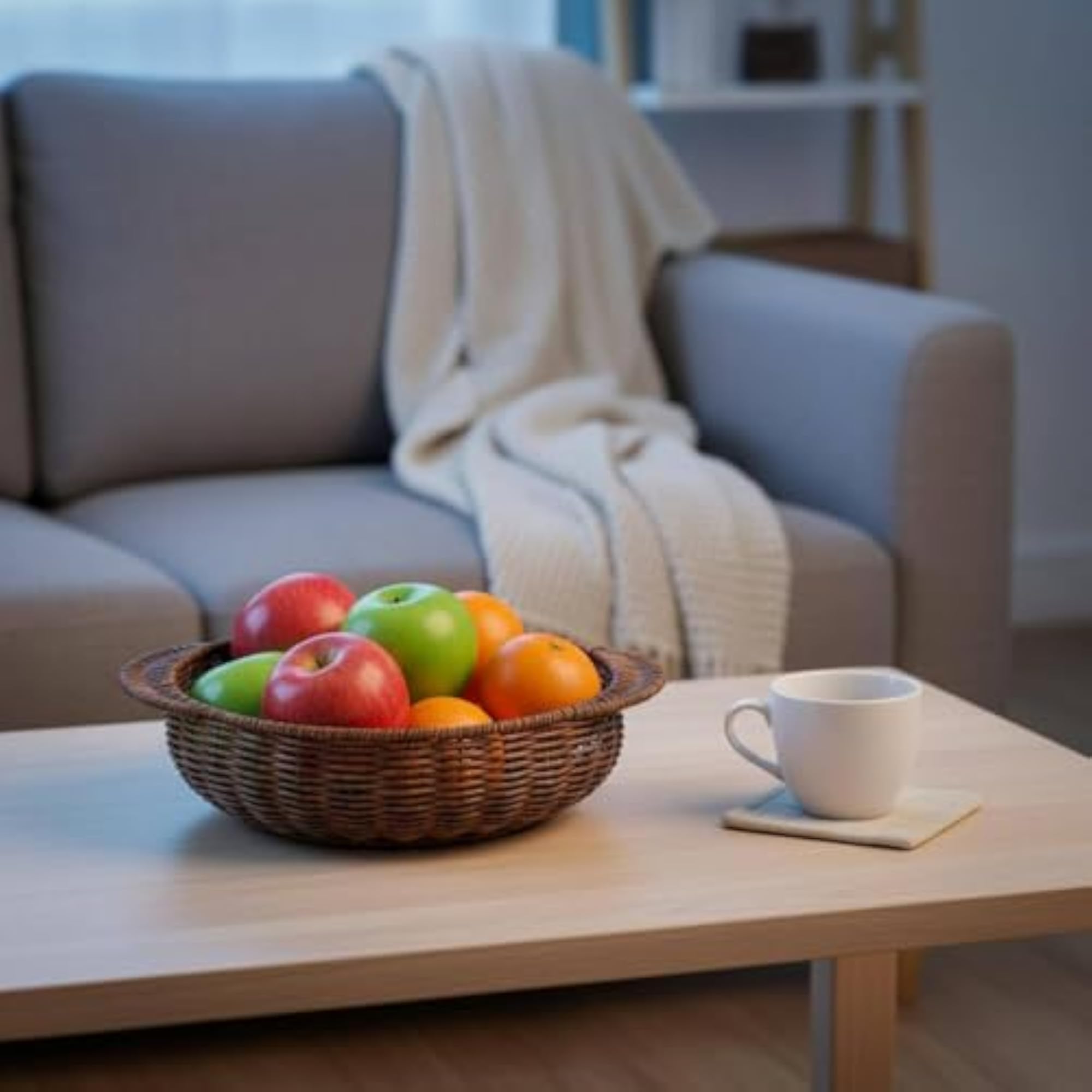 Multifunctional Double Ear Woven Bread Basket, Easy Carry