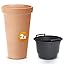 CASARIA® 2x Bloempot Geribbeld Rond Kunststof Incl