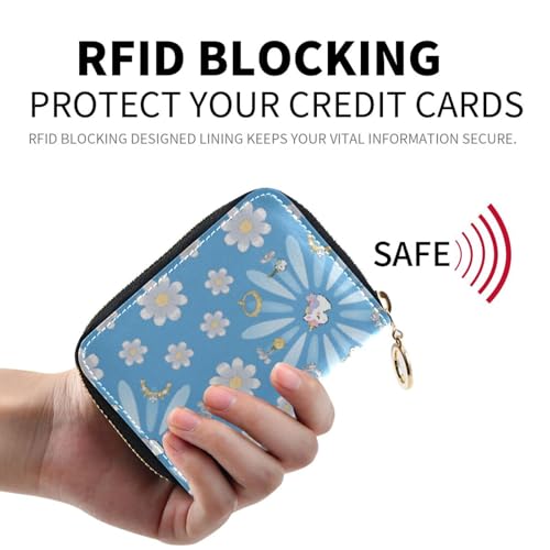 Women's Flowers Floral Unicorn Credit Card Holder Wallet Leather Zipper Card Case for Ladies Girls 203005813
