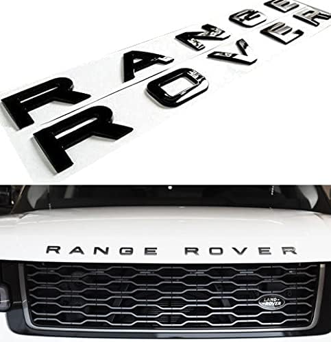 3D Front Hood Letters Emblem Rear Trunk Badge for Range Rover Sport (Glossy Black)