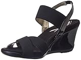Anne Klein Sport Women's Lorcan Fabric Wedge Sandal,Black/Black,11 M US