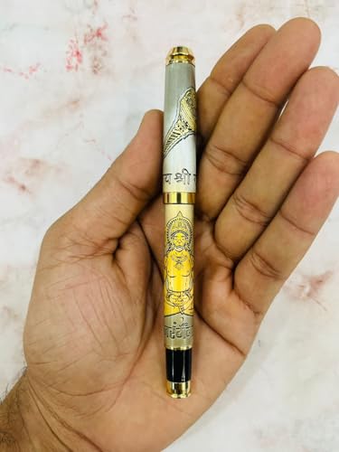 Image of Customised Lord Bajrangbali Etched Pen - Premium Brass Roller Pen with Hanuman Engraving & Divine Jay Shree Ram Inscription