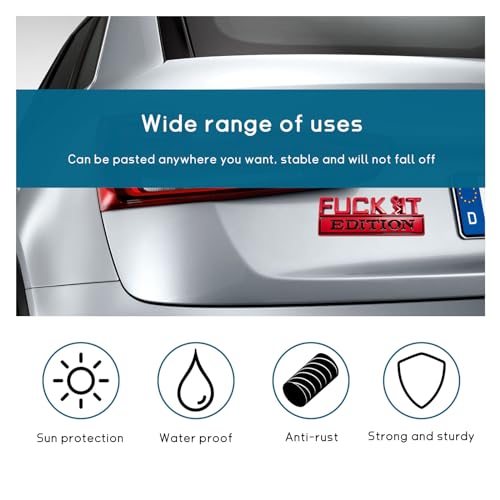 Image of Dickno Fuck It Edition Emblem for Car, Auto Fender Bumper Decoration Stickers, Vehicle 3D Side Fender Rear Trunk Decal Badge, Universal Exterior Accessories for Car Truck SUV (Red & Black)