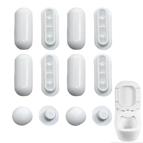 Tope De Asiento De Inodoro, 4 Pcs Topes para Tapa de Inodoro y 8 Pcs Topes de Asiento de Inodoro, Topes de Inodoro Parachoques de topes para el hogar, la oficina, el hotel (12 Piezas)