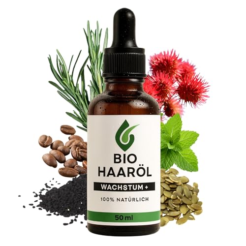 Premium BIO Haaröl Wachstum+ von Seifenfreund | Pflege für voller dichter & gesünder wirkendes Haar | mit Schwarzkümmelöl Rosmarinöl Kürbiskernöl Rizinusöl & mehr