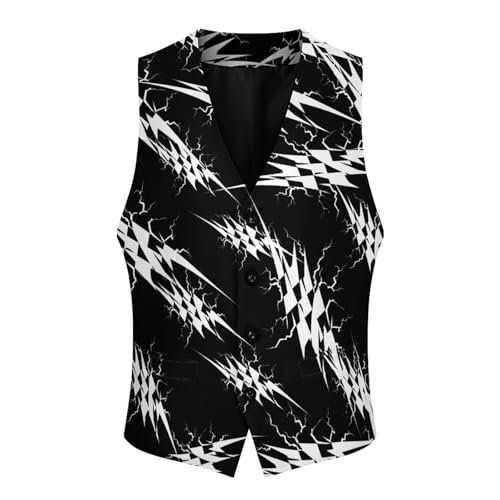 Checkered Thunder Checkerboard Men's Suit Vests Business Formal Dress Vest V-Neck Waistcoat for Wedding Casual4