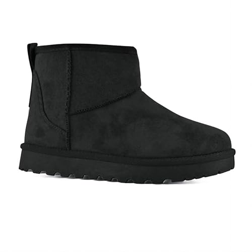 LIMON BERRY Ladies Suede Mini Boots,Classic Faux Fur Warm Women's Snow Boots,Lined Slip On Winter Ankle Shoes（COSY2-BK,UK7）