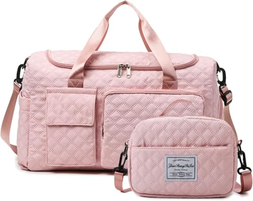 ボストンバッグ ジム修学旅行 スポーツ用 レディース メンズ 大容量 軽量 旅行 ワッフルクロス 防水 ゴルフ マザーバッグ 乾湿分離 A4 3WAY 出張 病院用 機内持込 2泊3日 (ホワイト, メインバッグ) (ピンク,L)