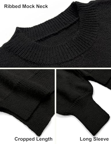 Image of Libsorge Womens Oversized Mockneck Cute Cable Knit Sweater Winter Fall 2025 Ladies Dressy Casual Lightweight Pullover Tops